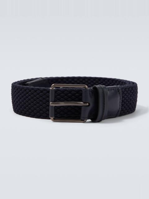 Braided leather-trimmed belt
