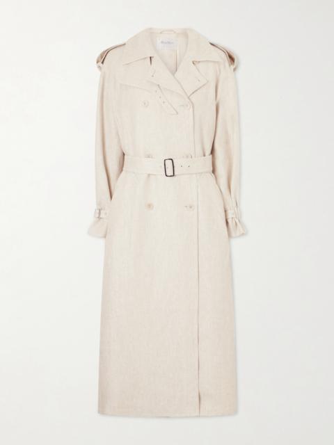 Belted Linen-drill Trench Coat