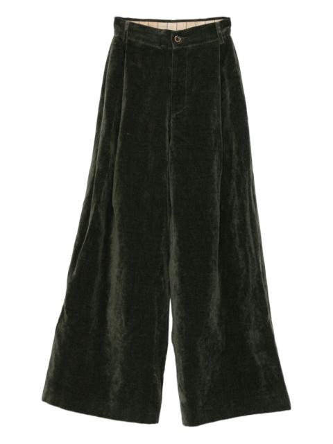 pleated velvet trousers