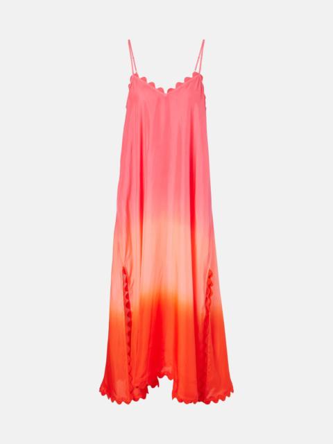 Scalloped silk slip dress