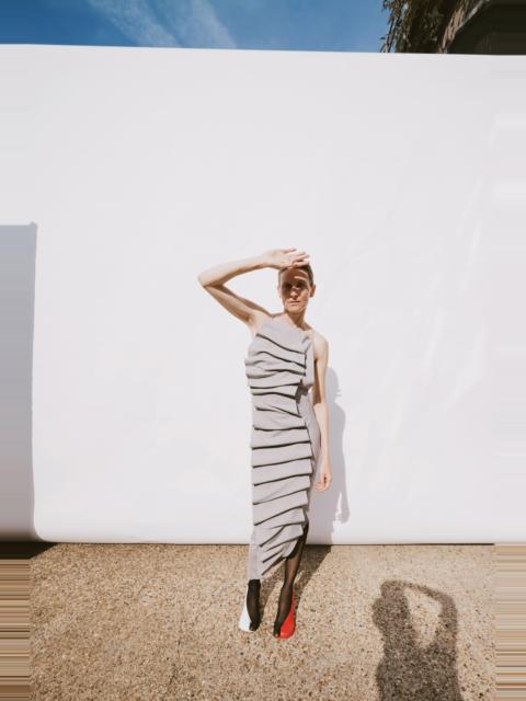 BIB-FRONT STRUCTURED DRESS WITH OPEN BACK LIGHT GREY MELANGE