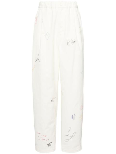 sketch-style printed trousers