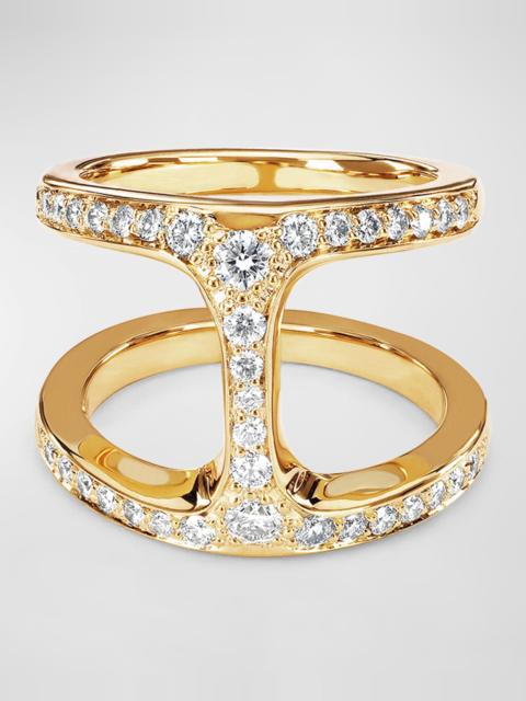 18K Yellow Gold Dame Phan Diamond Ring, Size 7