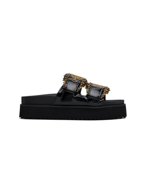 Black Baroque Buckle Arizona Flat Sandals