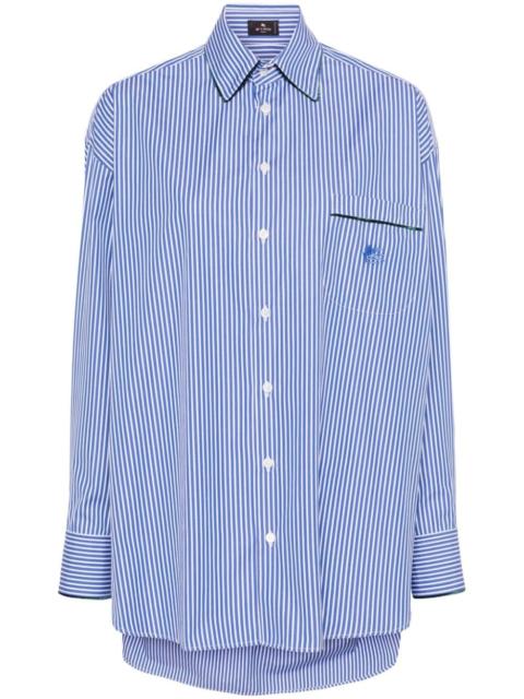 logo-embroidered striped cotton shirt