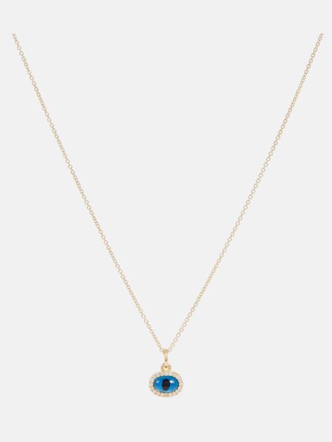 Mini Oval Eye 18kt gold necklace with diamonds