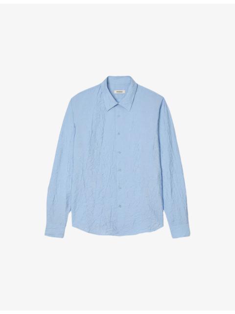 Crinkled-Texture Regular-Fit Woven Shirt