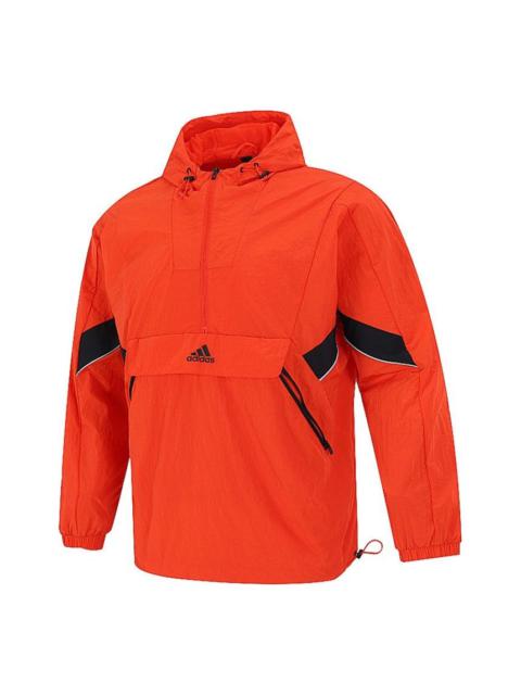 adidas Athleisure Casual Sports Running Training Woven Hooded Jacket Red H40214