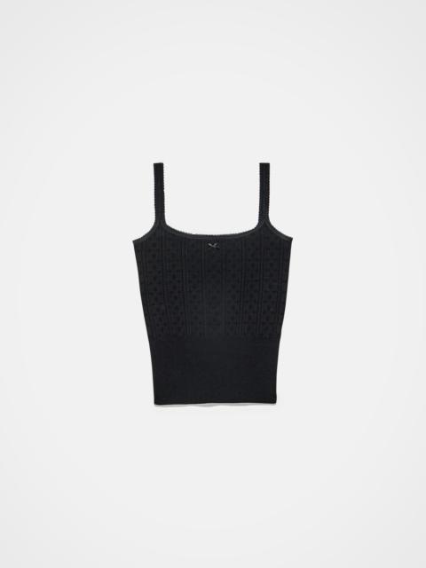 KNITTED POINTELLE CAMI TOP IN BLACK