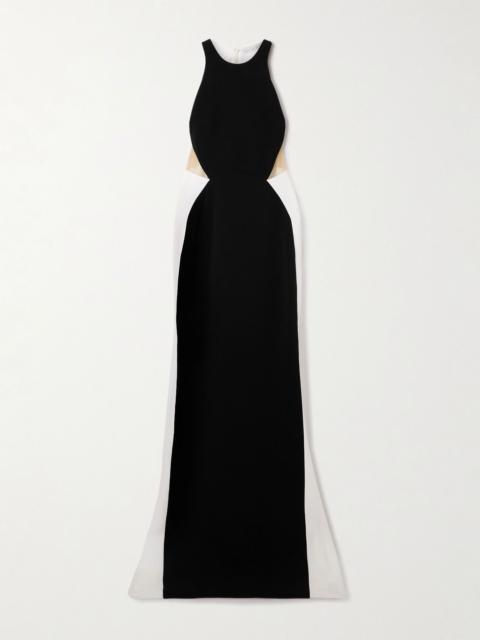 Miracle organza-trimmed two-tone crepe gown Black