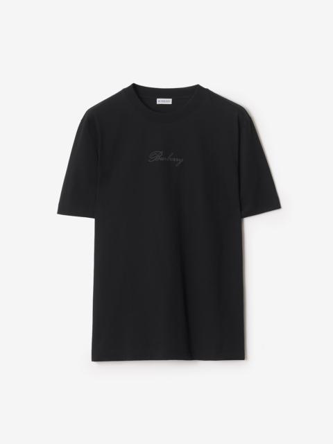 Check Cursive Logo Cotton T-shirt