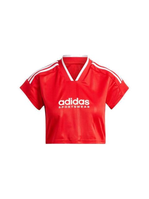 (WMNS) adidas Tiro Cut 3-Stripes Crop Jersey 'Red White' IZ2084