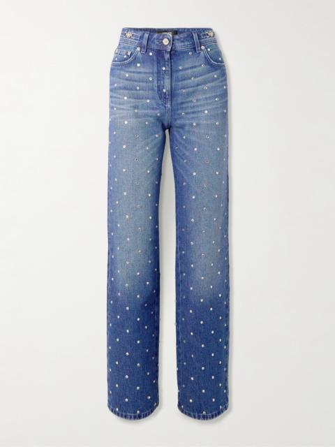 Crystal-embellished Mid-rise Straight-leg Jeans