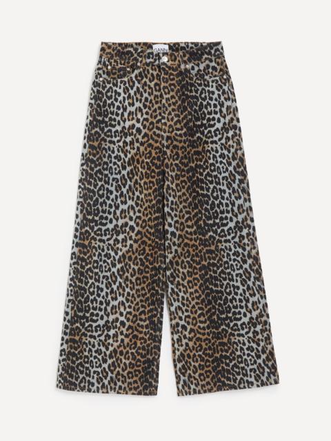 Leopard Print Flock Denim Baggy Jeans