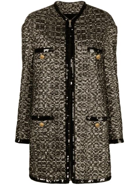 metallic-thread tweed midi coat