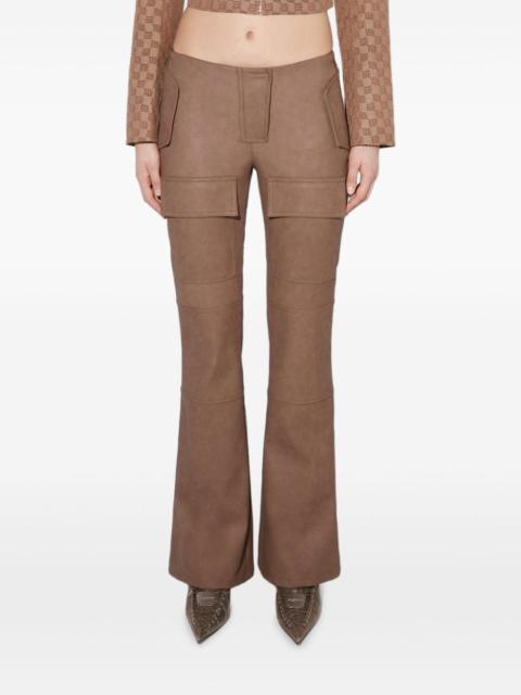 faux-leather bootcut moto trousers