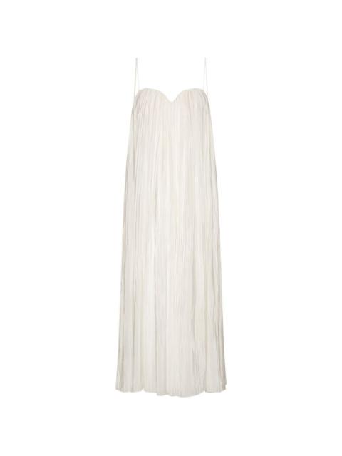 pleated strap dress