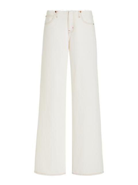 Sophie Rigid Mid-Rise Long Straight-Leg Jeans white