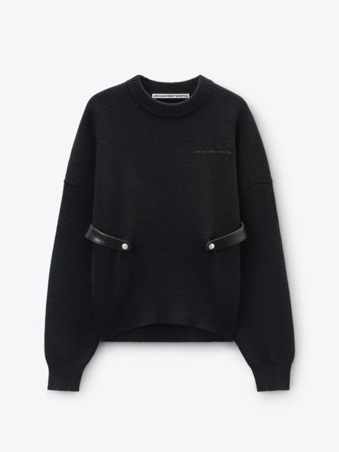 Black Wool-Cotton Draped Cardigan