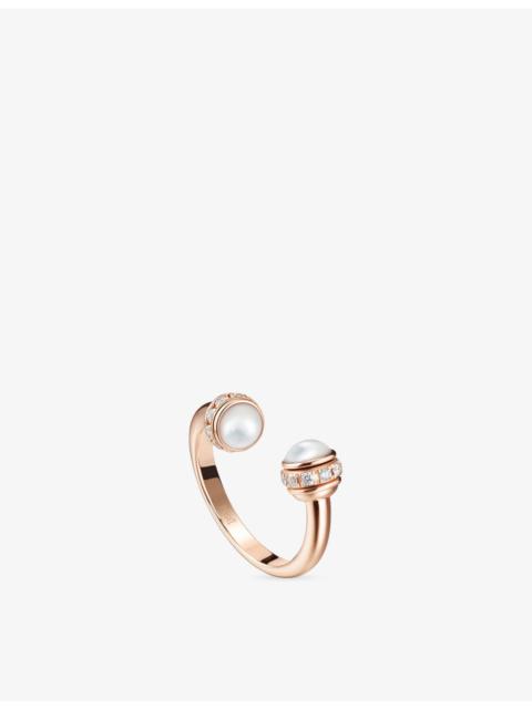 Possession 18ct Rose-Gold, Mother-Of-Pearl Cabochon And 0.02ct Brilliant-Cut Ring