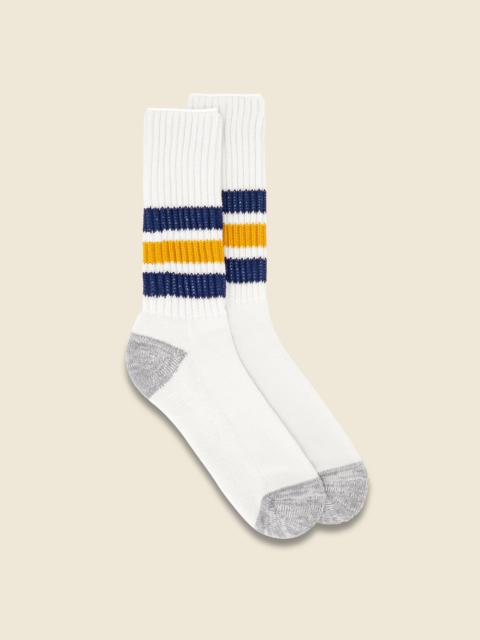 Coarse Ribbed Old School Sock - Navy/Yellow
