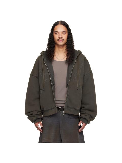 Gray Washed Out Zip Up Hoodie