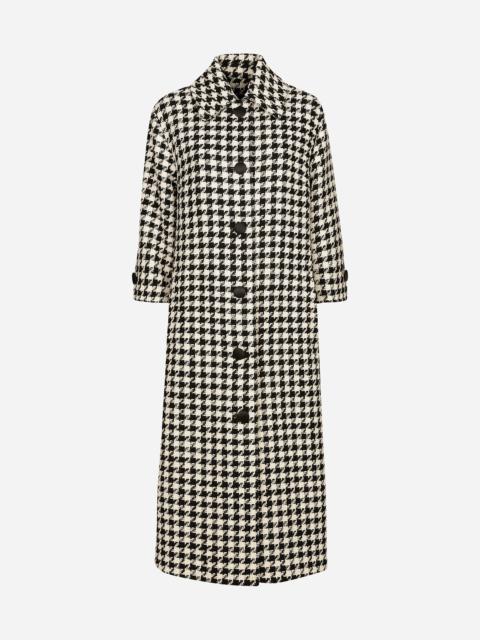 Single-breasted macro-houndstooth wool coat