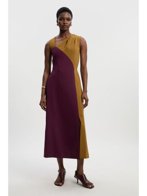 Soft Tailored Colour Block Halter Neck Midi Dress