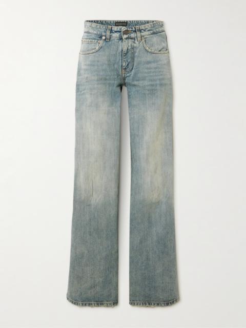 Distressed Mid-rise Wide-leg Jeans