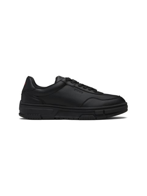 Black Faux-Leather Zigzag Detailing Sneakers