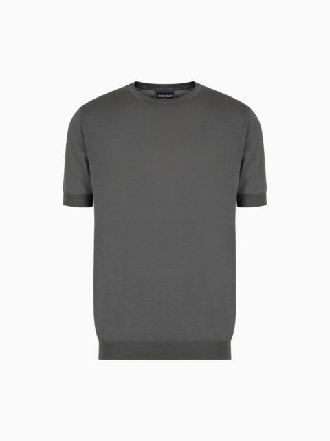 Silk and cotton crew-neck jumper
