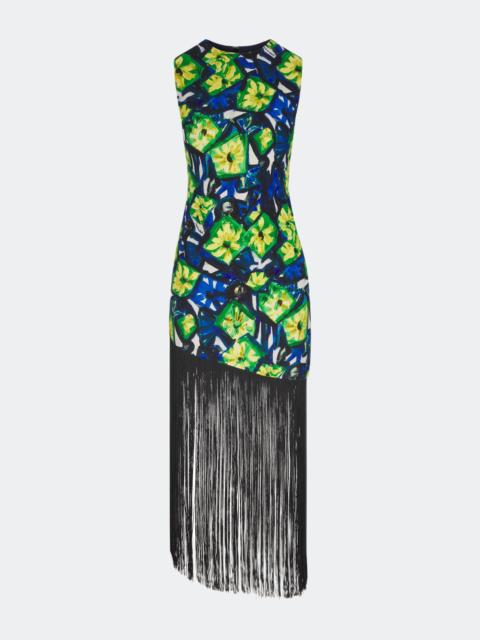 Casablanca Fringe Dress in Small Abstract Floral