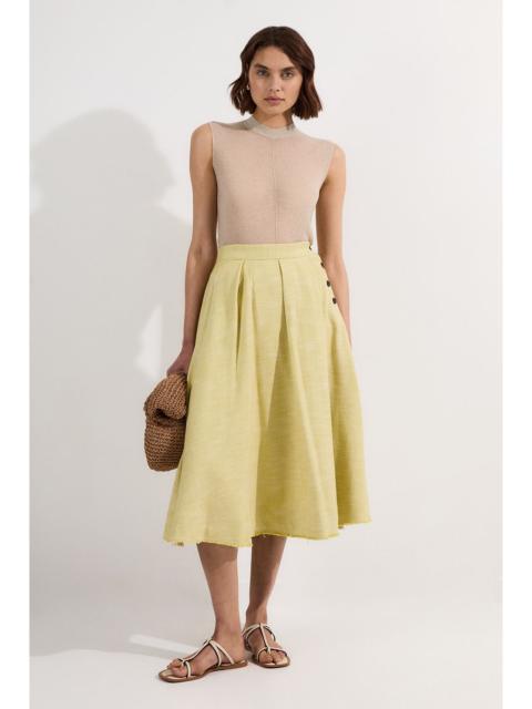 Spring Tweed Tailored Pleated Full Skirt