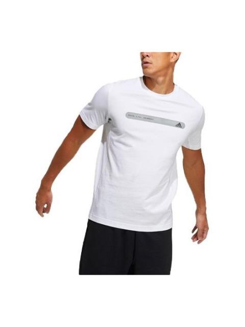 adidas The Tee Ref Bar Logo Printing Round Neck Short Sleeve White GP1004