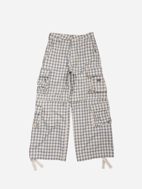 ZIP-OFF PLAID CARGO PANTS