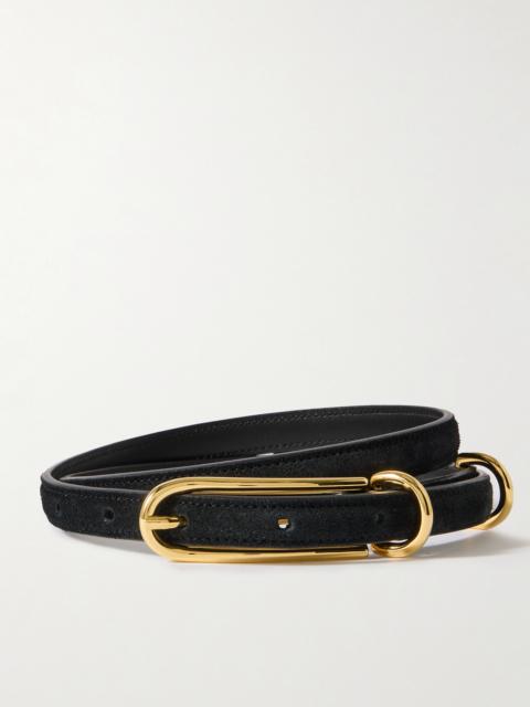 Three Keeper Croc-effect Leather Belt