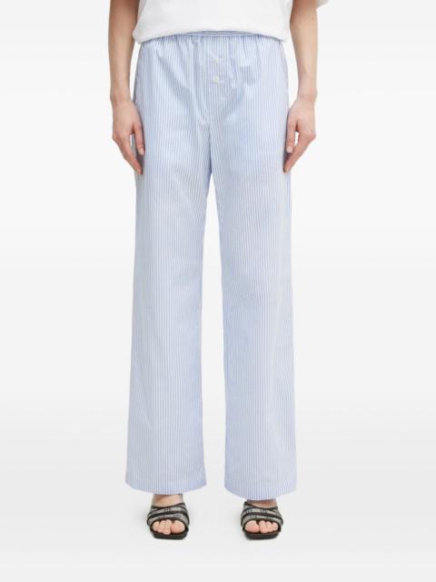 striped button-fastening trousers