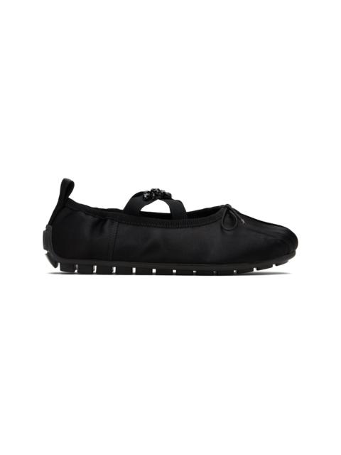 Black Embellished Grip Ballerina Flats