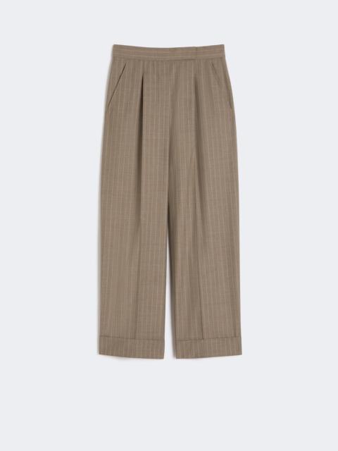 Pinstripe wool trousers - HAZELNUT BROWN