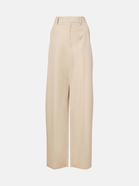Wool and cotton wide-leg pants