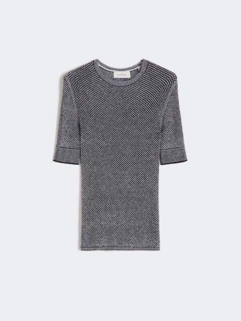 Viscose short-sleeved mesh jumper - WHITE BLACK
