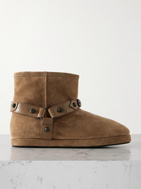 Alaska Studded Leather-trimmed Fleece-lined Suede Ankle Boots