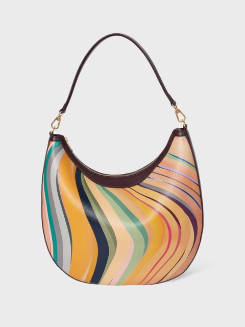 Women's 'Dusky Swirl' Leather Medium Round Hobo Bag