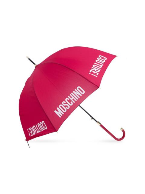 logo-print crook-handle umbrella