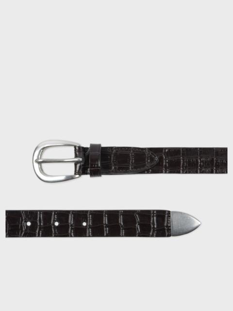 Dark Brown Croc-Emboss Leather Belt