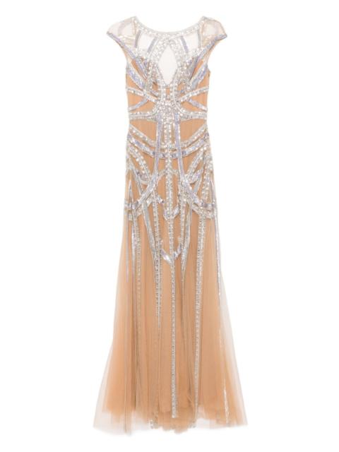 roads-embroidered flared gown