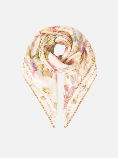 LARGE CRYSTALLED SILK SQUARE SCARF