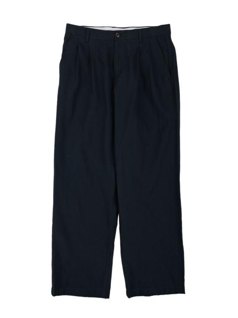 Hestur Relaxed Cotton Linen Twill Pleated Trouser Dark Navy