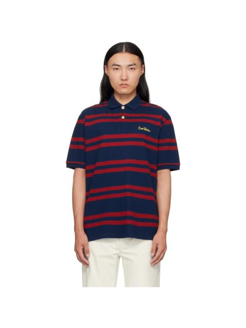 Red & Navy 'Chez Valentino' Embroidery Cotton Piqué Polo