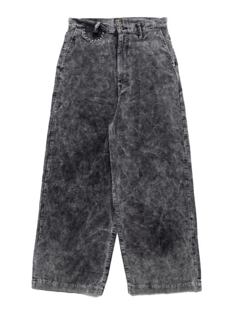 14W Corduroy BOOGIE-DAY PORT Baggy Pants (Dirty Dyed) - Black